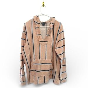Natural Reflections Pink and Blue Striped Hoodie w/ Front Pocket Size XL